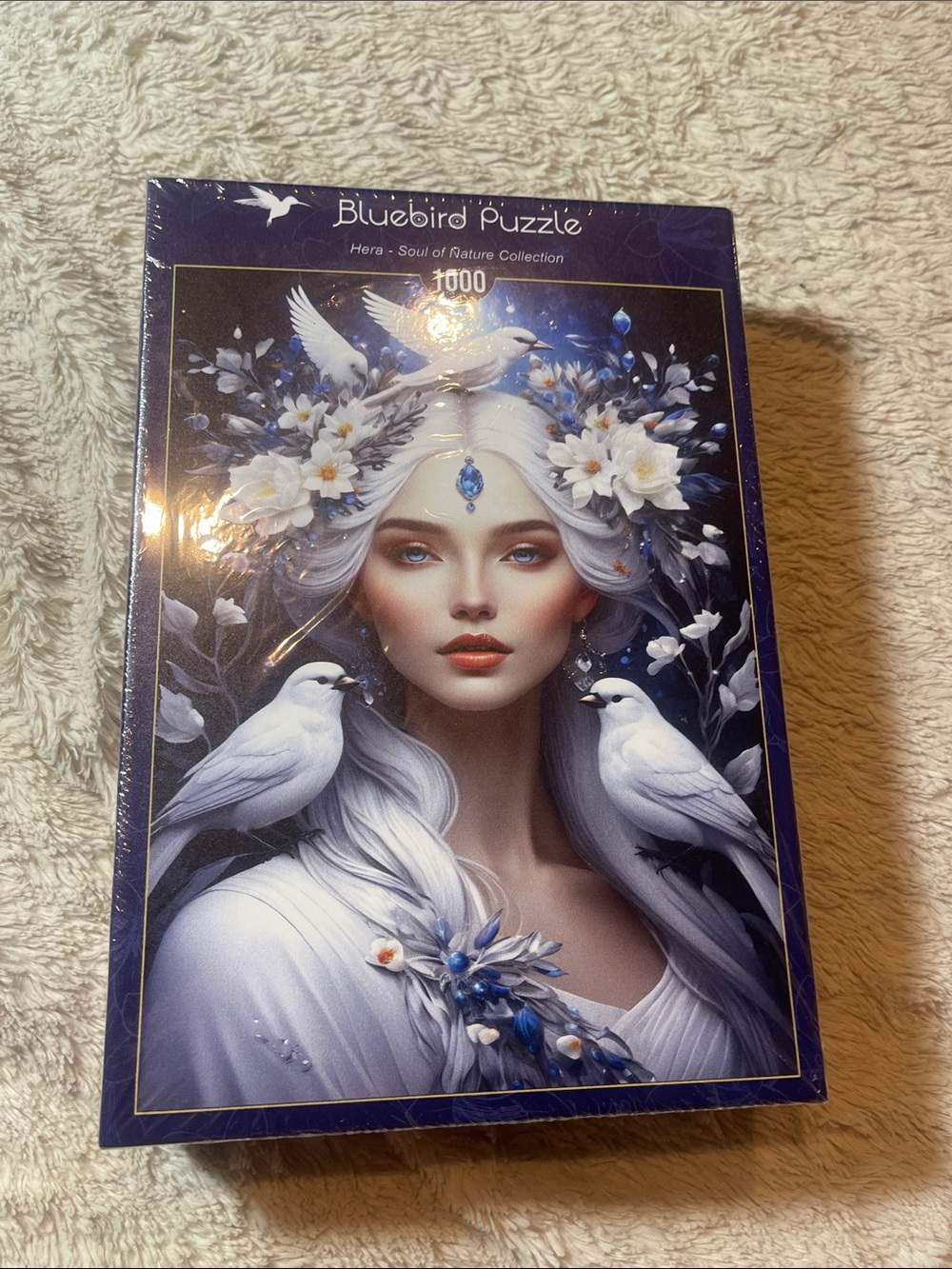 Blue Bird White and Blue Goddess Portrait Wall Art 1000 pieceNEW